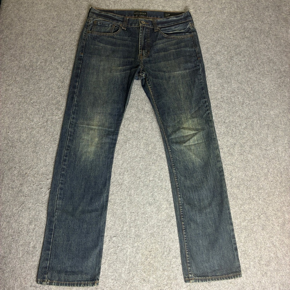 Bullhead Denim Co Slim Fit Jeans Mens 34x31 Dark Wash Blue Denim Pants Y2K